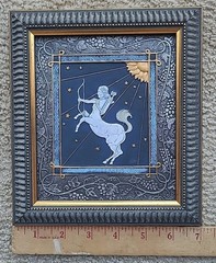 Friar Crafts England ZODIAC Framed Art D. HAND PAINTED SAGITTARIUS ASTROLOGY