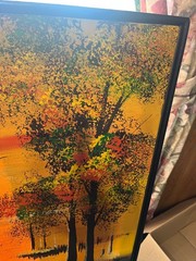 Autumn Fall Foliage Trees Nature Sunset C. Roberts Signed Oil Painting MCM READ