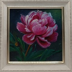 Pink Peony Small Textured Painting Original Flower Art Framed Gift for Her