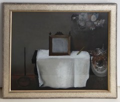 Back Stained Glass Croatian Franjo Francina Dolenec Still Life Sign Framed 1962
