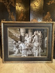 Neoclassical Roman Original Oil Painting On Canvas / Exquisite Frame