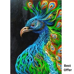 ACEO Original Peacock Bird Acrylic Animal Nature Mini Pop Art Hand Painting NEW