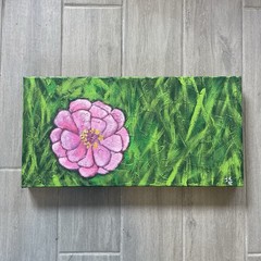 Abstract Floral Fine Art Painting Original Canvas Wall Decor 10×20 Signed