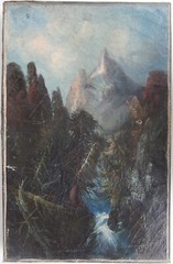1860s Artist SIGNED „FB“ 19th C. PAINTING Frederick Butman ROCKY MOUNTAIN SCHOOL