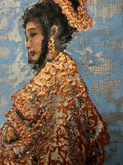 Woman Painting Girl Original Art Abstract Wall Art Woman in Gold Painting