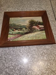 Wood Framed Landscape Signed By Robert Wood Approximately 8 X 10 Painting