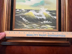 VTG Original Oil Painting Seascape Wave Ocean BEAUTIFUL Detailed Frame MCM