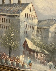 BIG ORIGINAL Caroline Burnett OiL/Board Painting PARIS STREET SCENE 29×21 Framed