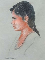 Donald Blome Original 10 x 7″ Charcoal & Pastels „Portrait of Guatemalan Woman“