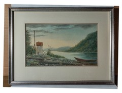 James Anthony Bland Shoreline with Boat Watercolor Canadian Pembroke Ontario