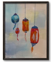 COLORFUL LANTERNS #2 14×11 Original Modern Art Interior Design