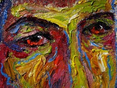ORIGINAL FAUVE POP ART SIGNED OIL PAINTING ABSTRACT PORTRAIT VINTAGE FOR SALE NR