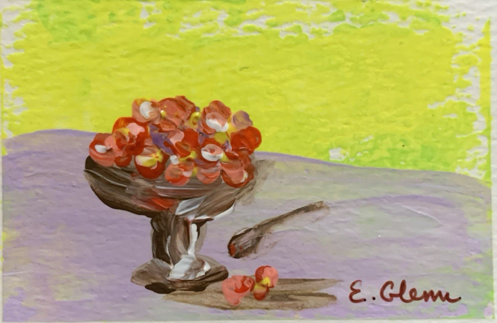 ACEO Hand Painted Still Life Dessert Impressionist Original Painting Acrylics