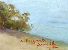 Luigi poggianti French Oil Painting Landscape Italian Italy View Amalfi Coast