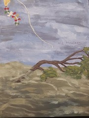 BAD WEATHER DAY AND KITE PAINTING 12X16 (FLOODING WATERS)-SIGNED