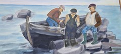 No: 1237 Oil Painting Artwork with Frame Maritime Landscape Sea People Boat
