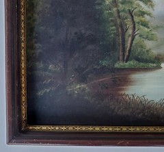 Pastoral 19th Century Painting American School Hudson River School Antique Frame