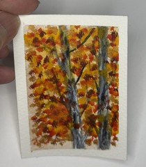 ACEO Original Watercolor 2.5 x 3.5 Fall Trees Landscape @spiritridgeart