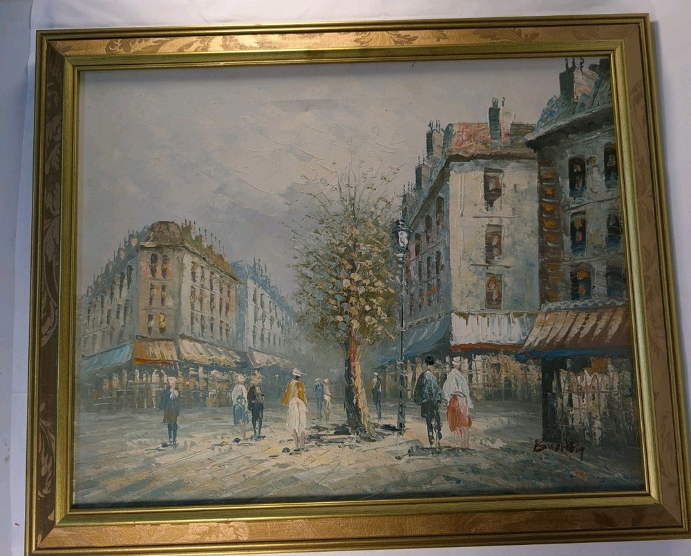 Caroline Burnett Original Oil Painting Paris. Stunning Parisian Street Scene.