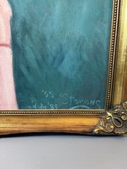 Portrait of A Young Woman 21 1/2 x 17 Oil On Canvas Signed by Steven’s 1965 VG