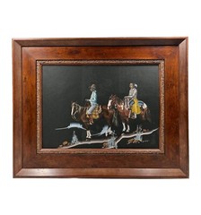 GUY NEZ JR ARIZONA SOUTHWEST ANTIQUE NATIVE AMERICAN VINATGE COWBOY PAINTING