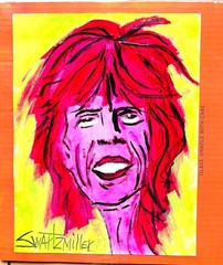 LADY PORTRAIT PAINTING upcycled CB 16 x 21 original SWARTZMILLER DNA SIGNED ART