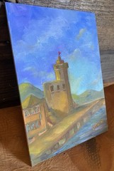 Original Oil Painting Castle Landscape 5×7