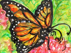 ORIGINAL ACEO PAINTING Monarch BUTTERFLY Spring Summer Insect Nature ATC ART