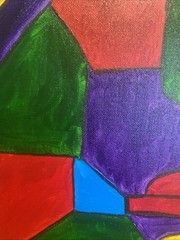 Abstract People,man And Woman,cubism,couple 16/20 Original Painting On Canvas,