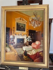 Oil Painting of Interior Scene – Drawing Room – Signed