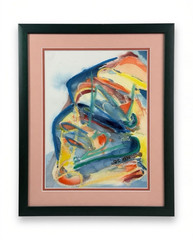 Vintage Signed Jas 1996 Abstract Watercolor Painting Framed Original Art