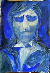 A Man In Pain Original Expressionism Watercolor On Cotton Paper Abstract 5×7