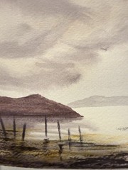 Watercolor Original Painting on Paper. Coastal Seascape Unframed