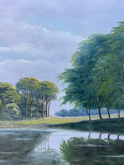 Impressionist Summer Seascape Oil Painting Antique 82x62cm