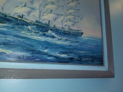 Fine Art 1960s Antique K. Maskell On The High Seas Clipper Sea Ship Oil Painting
