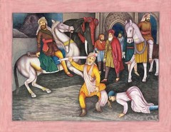Handmade Sikh Miniature Painting Of Sikh Empire Gouache Pigment Art 13×10 Inches