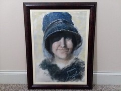 Original Portrait Young Lady Painting Artist Signed