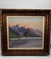 Vintage Ramos Catalan Framed Oil Painting Mountain Landscape Scenery Signed Art