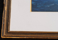Marine nautical art ship on stormy seas vintage watercolor painting signed Andro