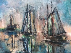 WPA Dorothea Mierisch 1885-1977 „Sailboats Lake Michigan“ shop Studio TORNO