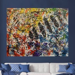 Jackson Pollock Style Giant Canvas Painting 81”X62” (6 Foot 9 inch) Abstract XXL