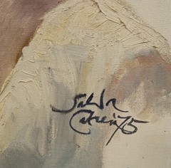 1975 Signed Framed Salvador Cabrera Oil Portrait W/ Signed Cert. Of Authenticity