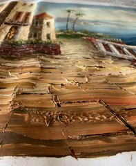 Original Oil Painting Never Stretched “ Mediterranean Village 2”Tom L Paintings
