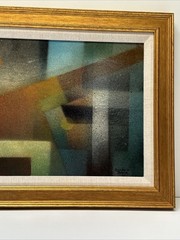 Mid Century Painting Abstract Gordon Barr California Modernist 1960’s Cubism