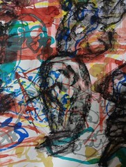 Contemporary Abstract Art Informel Brut Mixed Media Drawing Signed Leeroy Decor