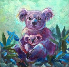 Koala Bear Animal Original Painting Landscape 8×8 canvas sgift valentine’s day