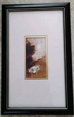 Vtg Original Textured Music Art – 3D Gold Impasto Treble Clef Mixed Media Framed