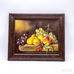 Vintage Oil Painting Framed Signed G. Frauke Fruit Motif 31x36cm