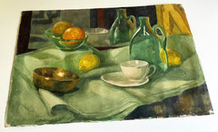 Antique Still Life Watercolor Art Painting by Hazel Frazee, Chicago