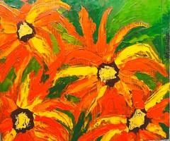 CLOROX „FLOWERS“ Upcycled CARDBOARD PAINTING Unique Affordable ART SWARTZMILLER 